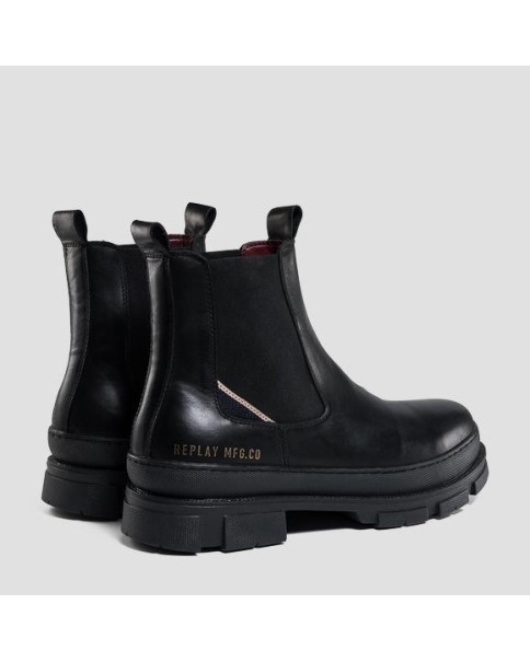 Δερμάτινο Μαύρο Μποτάκι Replay Vega Lea GMC99