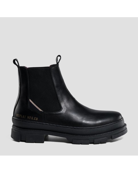 Δερμάτινο Μαύρο Μποτάκι Replay Vega Lea GMC99