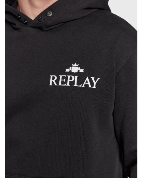 Ανδρικό Μαύρο Φούτερ με κουκούλα Replay M6531 22890P SWEATSHIRTS & HOODIES