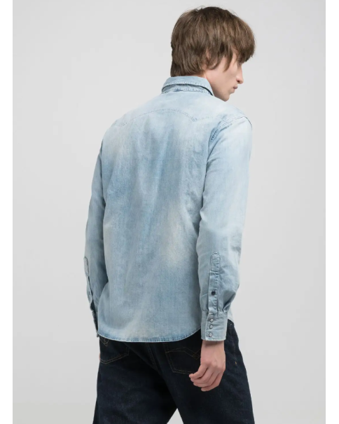 Ανδρικό Jean Πουκάμισο Replay M4981C 26C 82A ΠΟΥΚΑΜΙΣΑ ΜΑΚΡΥ ΜΑΝΙΚΙ