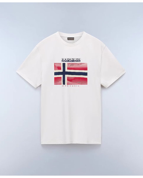 Ανδρικό T-shirt Napapijri Lari NP0A4IE52061 Off White T-SHIRTS