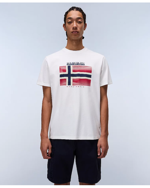 Ανδρικό T-shirt Napapijri Lari NP0A4IE52061 Off White T-SHIRTS