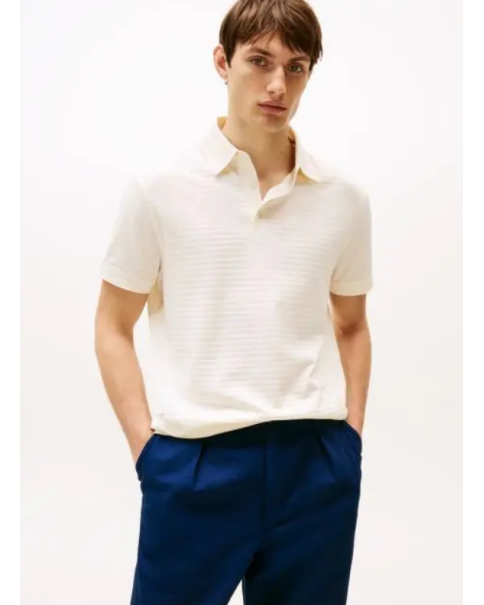 Ανδρική Μπλούζα Πόλο Mercerized Cotton Tommy Hilfiger MW0MW38743 Ivory ΜΠΛΟΥΖΕΣ POLO