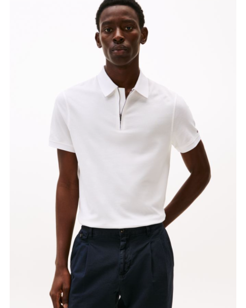 Ανδρική Μπλούζα Πόλο Performance ZipTommy Hilfiger MW0MW38746 White ΜΠΛΟΥΖΕΣ POLO