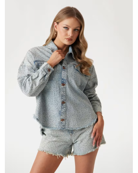 Γυναικείο Denim Πουκάμισο Guess διακοσμημένο με στρας W5GN90D5LQ2 ΠΟΥΚΑΜΙΣΑ Γυναικείο Denim Πουκάμισο Guess διακοσμημένο με στρας W5GN90D5LQ2 ΠΟΥΚΑΜΙΣΑ