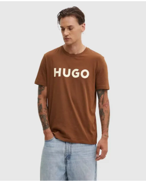 Ανδρικό T-shirt HUGO Dulivio 50467556 217 Medium Brown T-SHIRTS