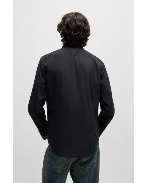 Ανδρικό Μαύρο Πουκάμισο HUGO Ermo 50500216 001 ΠΟΥΚΑΜΙΣΑ ΜΑΚΡΥ ΜΑΝΙΚΙ