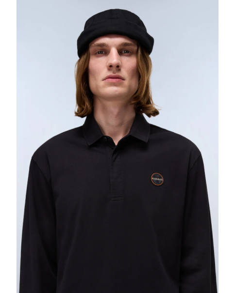 Ανδρική Μπλούζα Πόλο Napapijri BADGE NP0A892G941 Black POLO T-SHIRTS