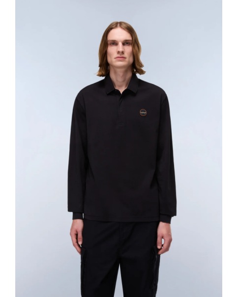 Ανδρική Μπλούζα Πόλο Napapijri BADGE NP0A892G941 Black POLO T-SHIRTS