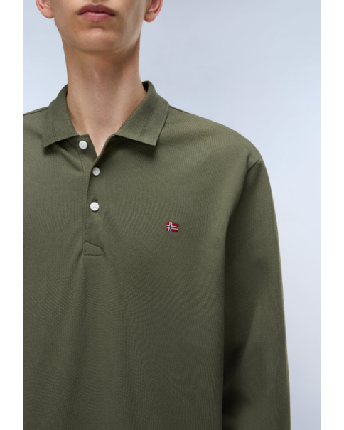 Ανδρική Piqué Μπλούζα Πόλο Napapijri EALIS NP0A4I8QG0A1 Tea L.S POLO T-SHIRTS Ανδρική Piqué Μπλούζα Πόλο Napapijri EALIS NP0A4I8QG0A1 Tea L.S POLO T-SHIRTS