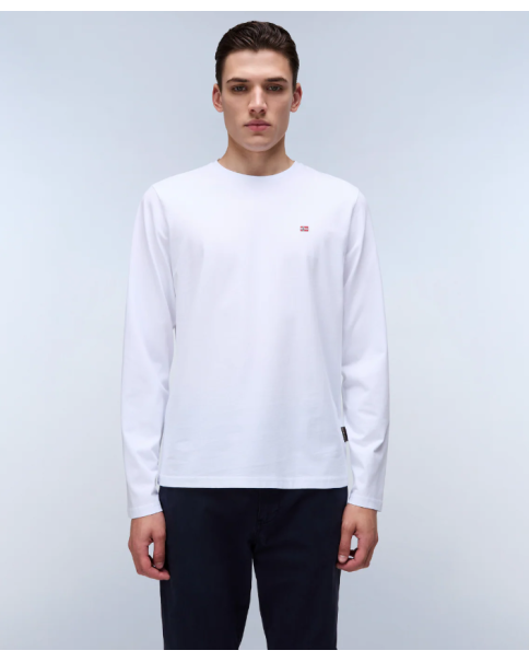 Ανδρική Μπλούζα Μακρυμάνικη Napapijri SALIS NP0A4HN70021 Bright White T-SHIRTS LONG SLEEVE