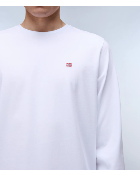 Ανδρική Μπλούζα Μακρυμάνικη Napapijri SALIS NP0A4HN70021 Bright White T-SHIRTS LONG SLEEVE