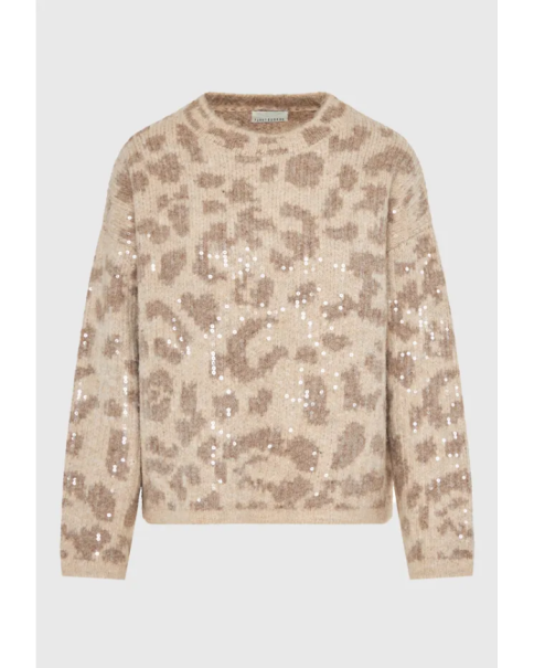 Γυναικείo Πλεκτό πουλόβερ με λεοπάρ σχέδιο και παγιέτες Funky Buddha FBL012-136-09 Γυναικείo Πλεκτό πουλόβερ με λεοπάρ σχέδιο και παγιέτες Funky Buddha FBL012-136-09
