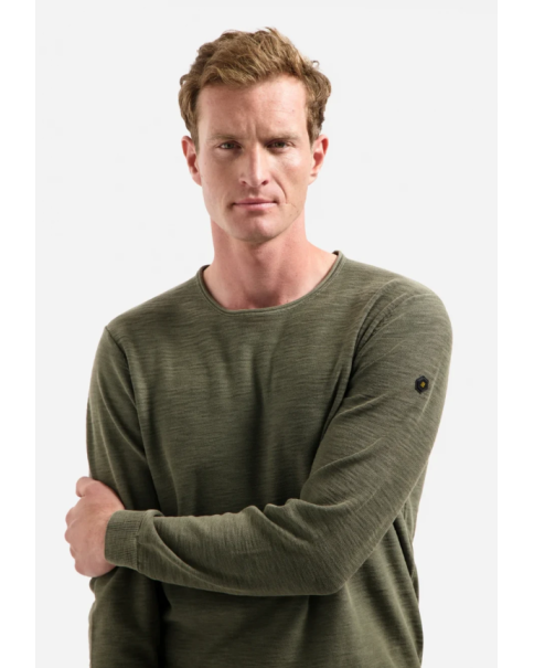 Ανδρικό Πλεκτό Πετροπλυμένο No Excess N2101 Dark Moss Ανδρικό Πλεκτό Πετροπλυμένο No Excess N2101 Dark Moss