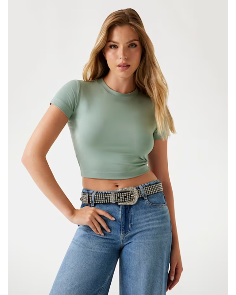 Γυναικείο Boxy t-shirt με λογότυπο Guess W5YI06KCYV2 ΜΠΛΟΥΖΕΣ - ΤΟΠ