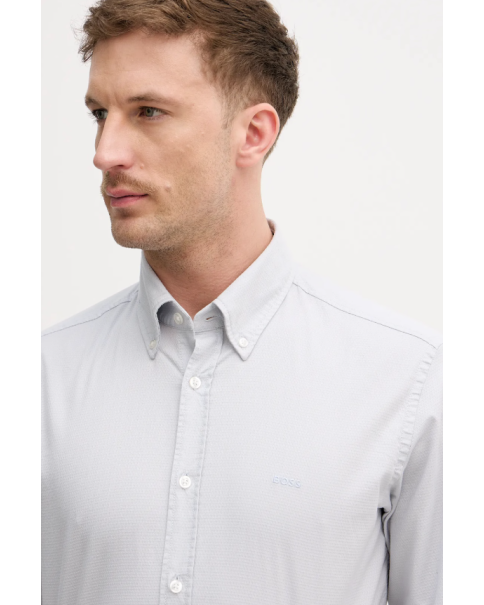 Ανδρικό Πουκάμισο BOSS Rickert_M 50553001 053 Pastel Grey ΠΟΥΚΑΜΙΣΑ ΜΑΚΡΥ ΜΑΝΙΚΙ