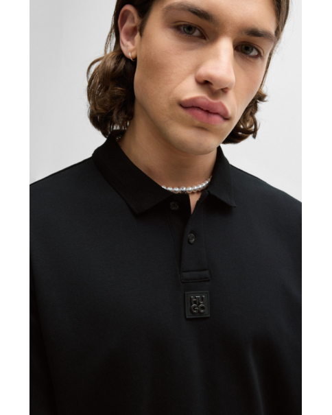 Ανδρική Μπλούζα Interlock-cotton με γιακά HUGO Deabono_D 50517638 ΜΠΛΟΥΖΕΣ POLO