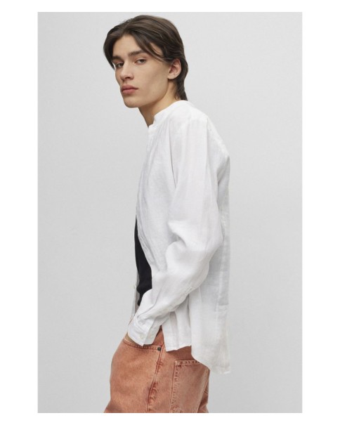 Ανδρικό Λινό Μάο Πουκάμισο HUGO Elvory 50490740 199 ΠΟΥΚΑΜΙΣΑ ΜΑΚΡΥ ΜΑΝΙΚΙ