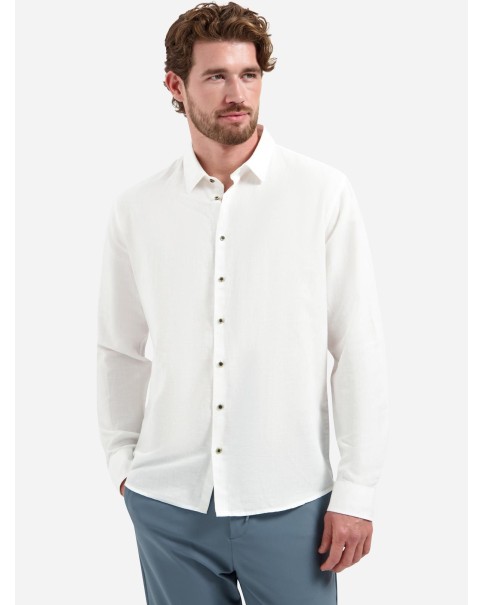 Ανδρικό Linen Πουκάμισο No Excess 31470213sn Sky/White ΠΟΥΚΑΜΙΣΑ ΜΑΚΡΥ ΜΑΝΙΚΙ