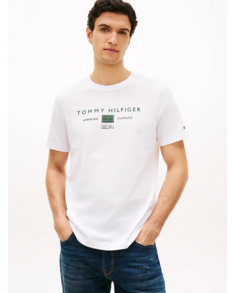 Ανδρικό T-Shirt Tommy Hilfiger MW0MW42365 White/Black/Blue Orbit T-SHIRTS