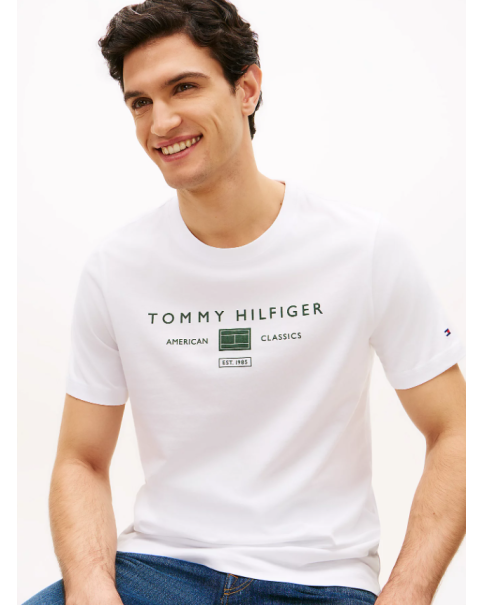 Ανδρικό T-Shirt Tommy Hilfiger MW0MW42365 White/Black/Blue Orbit T-SHIRTS