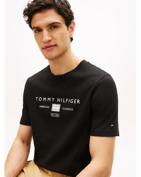 Ανδρικό T-Shirt Tommy Hilfiger MW0MW42365 White/Black/Blue Orbit T-SHIRTS