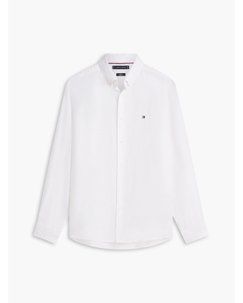 Ανδρικό Λινό Πουκάμισο Tommy Hilfiger MW0MW41530 Breezy Blue/White LONG SLEEVE SHIRTS