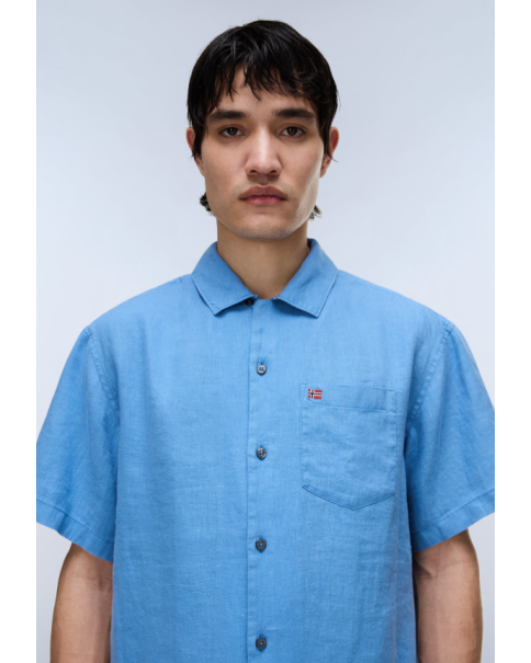 Ανδρικό Λινό Πουκάμισο Napapijri G-Linen NP0A4G5UB9A1 SHORT SLEEVE SHIRTS Ανδρικό Λινό Πουκάμισο Napapijri G-Linen NP0A4G5UB9A1 SHORT SLEEVE SHIRTS
