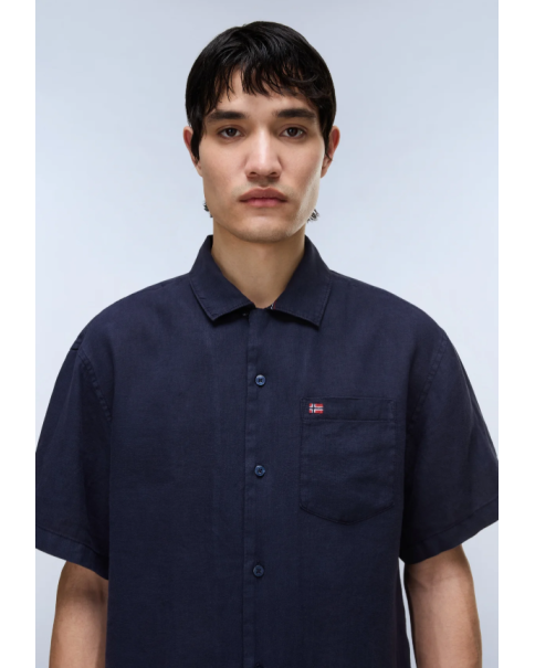 Ανδρικό Λινό Πουκάμισο Napapijri G-Linen NP0A4G5UB9A1 SHORT SLEEVE SHIRTS Ανδρικό Λινό Πουκάμισο Napapijri G-Linen NP0A4G5UB9A1 SHORT SLEEVE SHIRTS