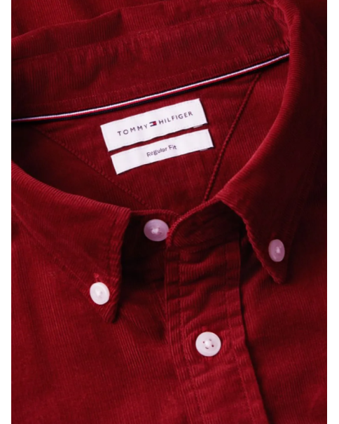 Ανδρικό Πουκάμισο Κοτλέ Tommy Hilfiger MW0MW40486 Autumn Red ΠΟΥΚΑΜΙΣΑ ΜΑΚΡΥ ΜΑΝΙΚΙ