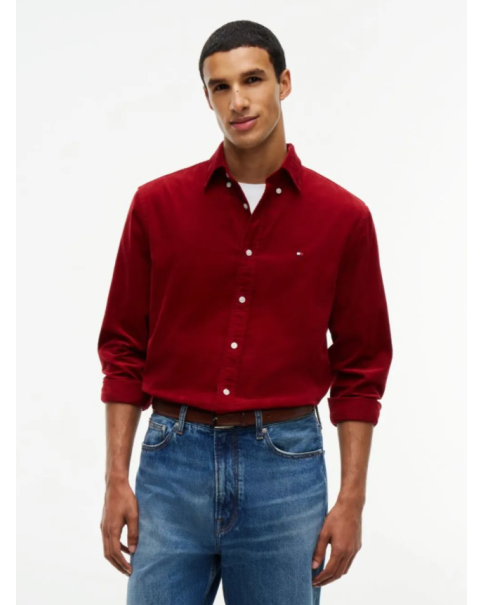 Ανδρικό Πουκάμισο Κοτλέ Tommy Hilfiger MW0MW40486 Autumn Red ΠΟΥΚΑΜΙΣΑ ΜΑΚΡΥ ΜΑΝΙΚΙ