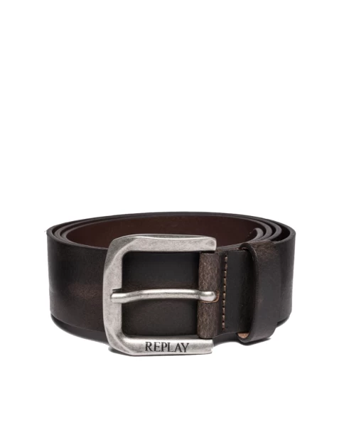 Ανδρική Δερμάτινη Ζώνη Καφέ Replay AM2453