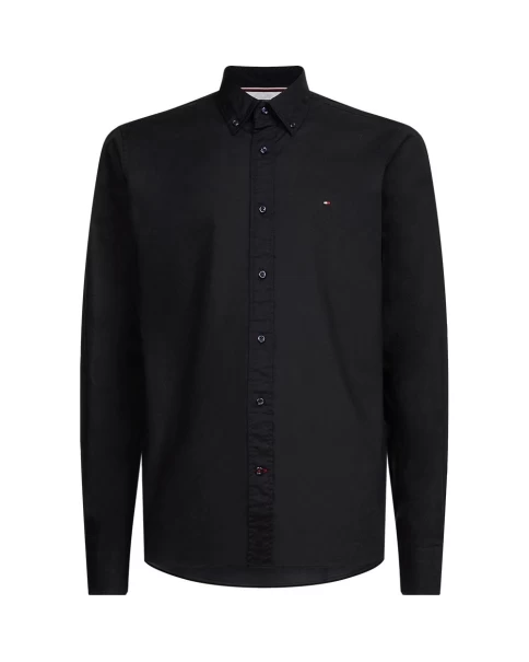 Ανδρικό Πουκάμισο Μαύρο Tommy Hilfiger MW0MW25035 Poplin Ανδρικό Πουκάμισο Μαύρο Tommy Hilfiger MW0MW25035 Poplin