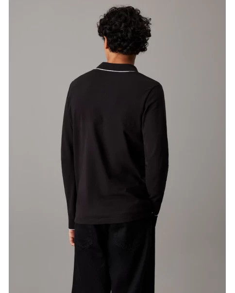 Ανδρική Μπλούζα Πόλο Μακρυμάνικη Calvin Klein K10K112753 Black POLO T-SHIRTS