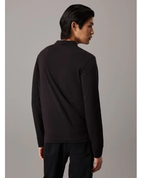 Ανδρική Μπλούζα Πόλο Μακρυμάνικη Calvin Klein K10K112750 Black POLO T-SHIRTS