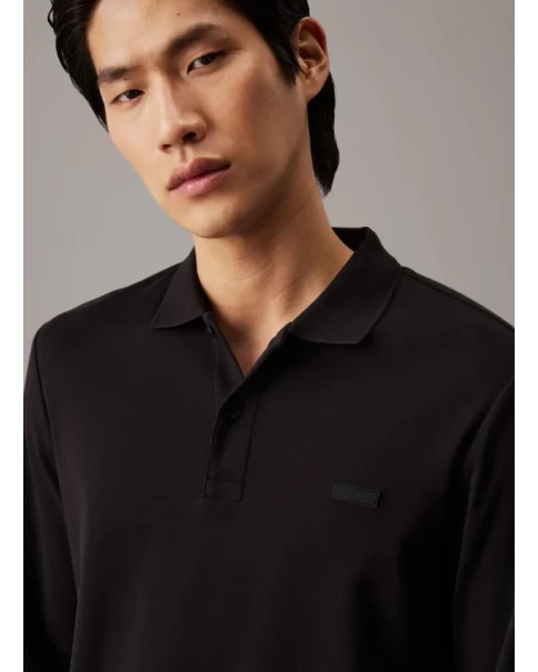 Ανδρική Μπλούζα Πόλο Μακρυμάνικη Calvin Klein K10K112750 Black POLO T-SHIRTS