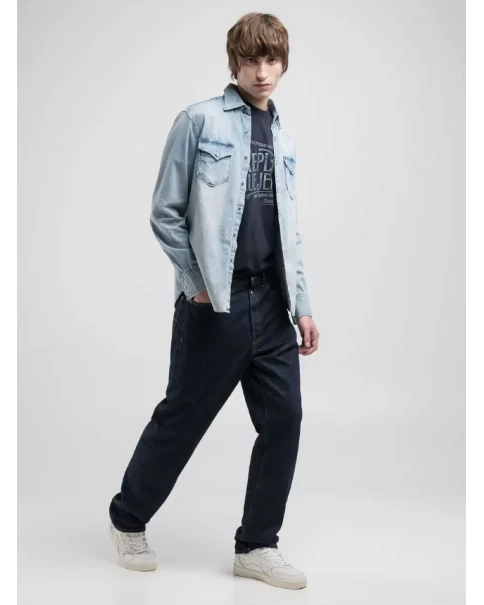 Ανδρικό Jean Πουκάμισο Replay M4981C 26C 82A LONG SLEEVE SHIRTS Ανδρικό Jean Πουκάμισο Replay M4981C 26C 82A LONG SLEEVE SHIRTS
