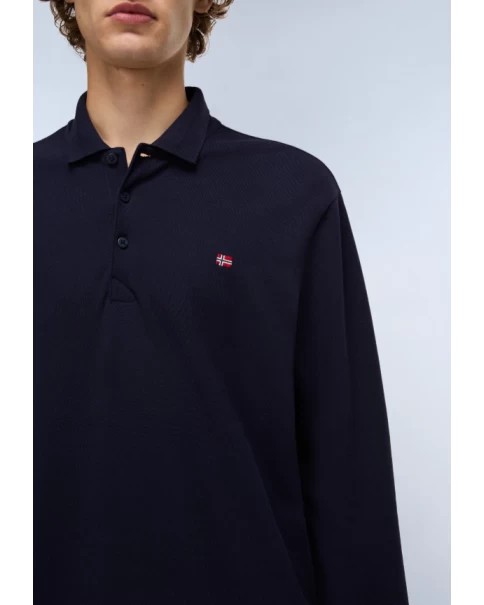 Ανδρική Piqué Μπλούζα Πόλο Napapijri EALIS NP0A4I8Q1761 Blue L.S POLO T-SHIRTS Ανδρική Piqué Μπλούζα Πόλο Napapijri EALIS NP0A4I8Q1761 Blue L.S POLO T-SHIRTS