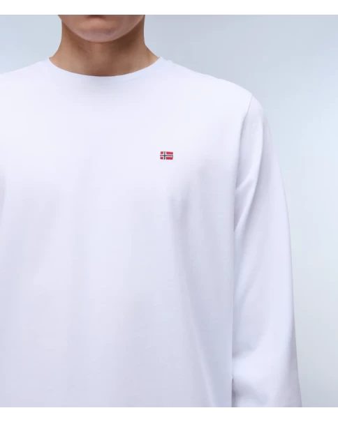 Ανδρική Μπλούζα Μακρυμάνικη Napapijri SALIS NP0A4HN70021 Bright White T-SHIRTS LONG SLEEVE