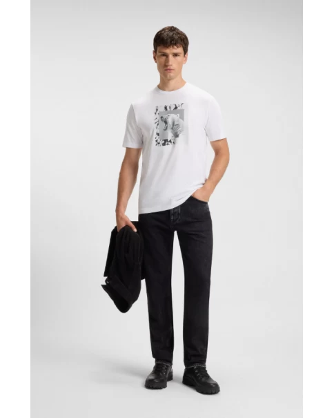 Ανδρικό T-shirt BOSS Te_lupo 50554615 100 T-SHIRTS Ανδρικό T-shirt BOSS Te_lupo 50554615 100 T-SHIRTS
