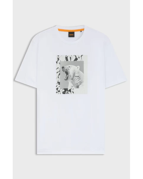 Ανδρικό T-shirt BOSS Te_lupo 50554615 100 T-SHIRTS Ανδρικό T-shirt BOSS Te_lupo 50554615 100 T-SHIRTS
