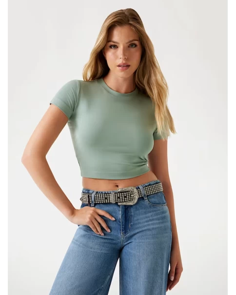 Γυναικείο Boxy t-shirt με λογότυπο Guess W5YI06KCYV2 ΜΠΛΟΥΖΕΣ - ΤΟΠ