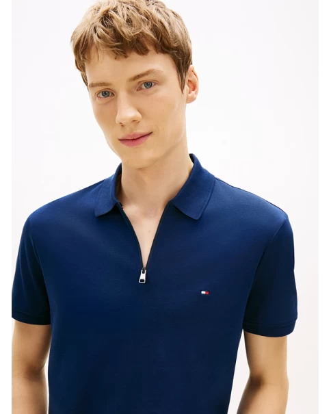 Ανδρική Μπλούζα Πόλο Interlock με φερμουάρ Tommy Hilfiger MW0MW42758 POLO T-SHIRTS Ανδρική Μπλούζα Πόλο Interlock με φερμουάρ Tommy Hilfiger MW0MW42758 POLO T-SHIRTS