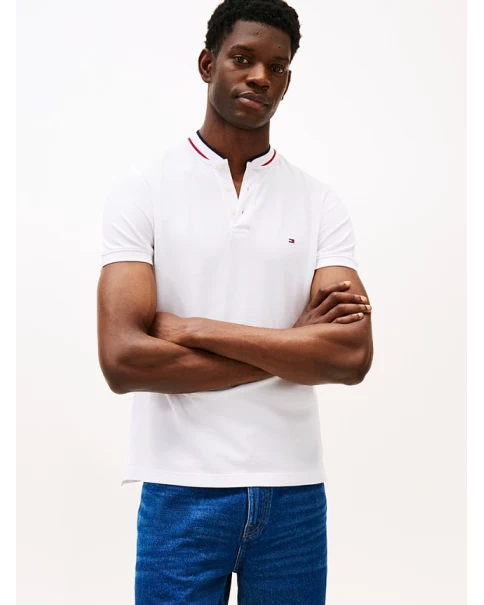 Ανδρική Μπλούζα Πικέ με μάο γιακά Tommy Hilfiger MW0MW34752 POLO T-SHIRTS Ανδρική Μπλούζα Πικέ με μάο γιακά Tommy Hilfiger MW0MW34752 POLO T-SHIRTS