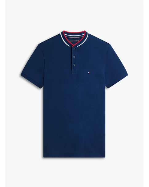 Ανδρική Μπλούζα Πικέ με μάο γιακά Tommy Hilfiger MW0MW34752 POLO T-SHIRTS Ανδρική Μπλούζα Πικέ με μάο γιακά Tommy Hilfiger MW0MW34752 POLO T-SHIRTS