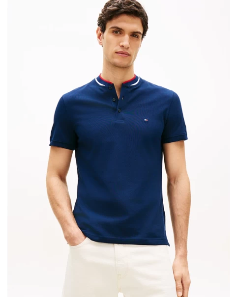 Ανδρική Μπλούζα Πικέ με μάο γιακά Tommy Hilfiger MW0MW34752 POLO T-SHIRTS Ανδρική Μπλούζα Πικέ με μάο γιακά Tommy Hilfiger MW0MW34752 POLO T-SHIRTS