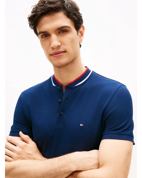 Ανδρική Μπλούζα Πικέ με μάο γιακά Tommy Hilfiger MW0MW34752 POLO T-SHIRTS Ανδρική Μπλούζα Πικέ με μάο γιακά Tommy Hilfiger MW0MW34752 POLO T-SHIRTS
