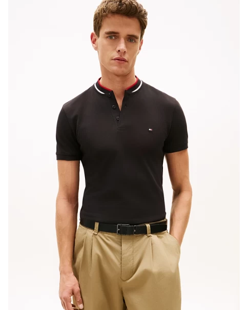 Ανδρική Μπλούζα Πικέ με μάο γιακά Tommy Hilfiger MW0MW34752 POLO T-SHIRTS Ανδρική Μπλούζα Πικέ με μάο γιακά Tommy Hilfiger MW0MW34752 POLO T-SHIRTS