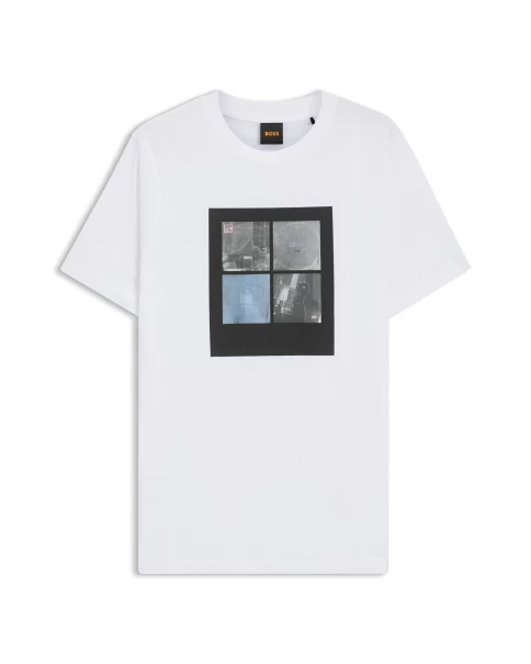 Ανδρικό T-shirt BOSS Te_ Cover 50556024 100 T-SHIRTS Ανδρικό T-shirt BOSS Te_ Cover 50556024 100 T-SHIRTS