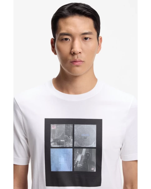 Ανδρικό T-shirt BOSS Te_ Cover 50556024 100 T-SHIRTS Ανδρικό T-shirt BOSS Te_ Cover 50556024 100 T-SHIRTS